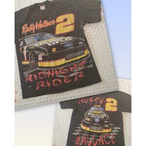 Rusty Wallace 2 Midnight Rider Nutmeg T-shirt Men's XLarge All-Over Vintage Worn